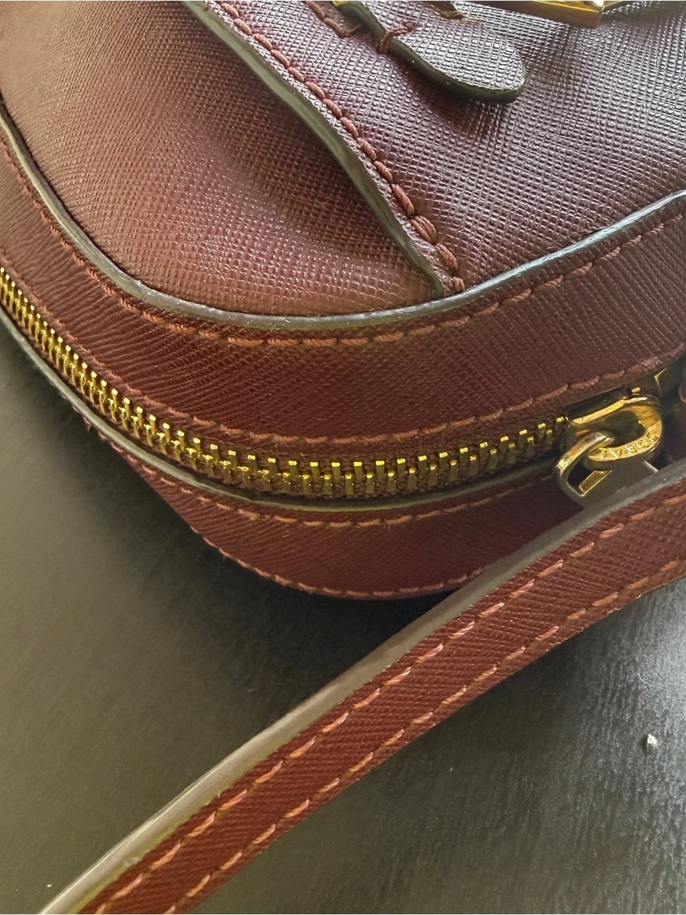 Michael Kors Wine Saffiano Leather Crossbody with Gold Hardware